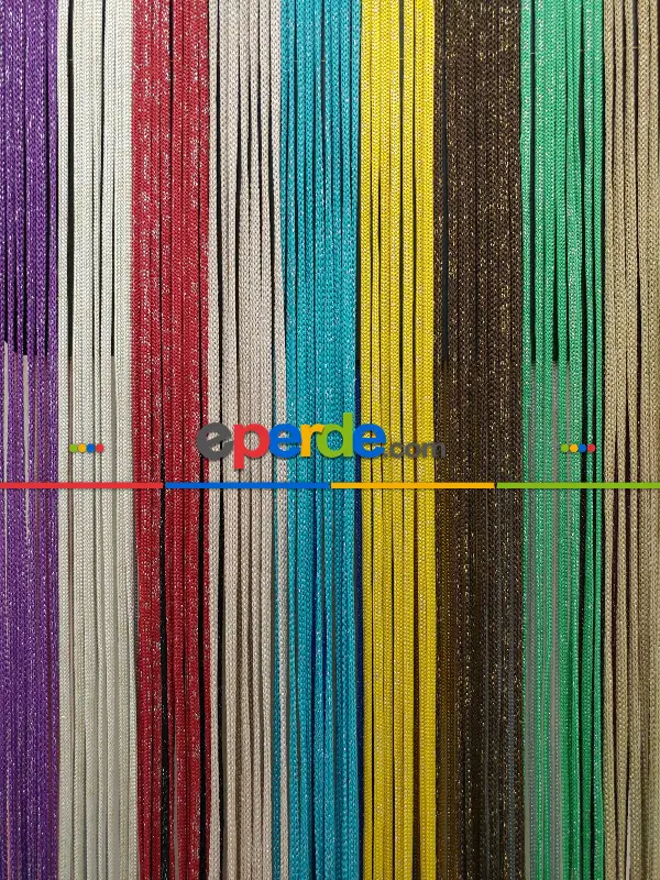 Sarı Rengi Simli İp Perde Jumbo Zincir Serisi- Sarı-gümüş