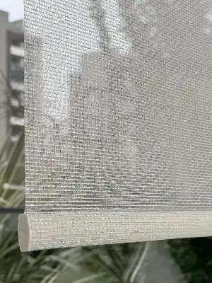 Ekru Gümüş Simli Çiftli Sistem Tül Stor Perde, Standart Metal Kasalı Yüksek Kalite Kornişe Kolay Montaj Seçenekli