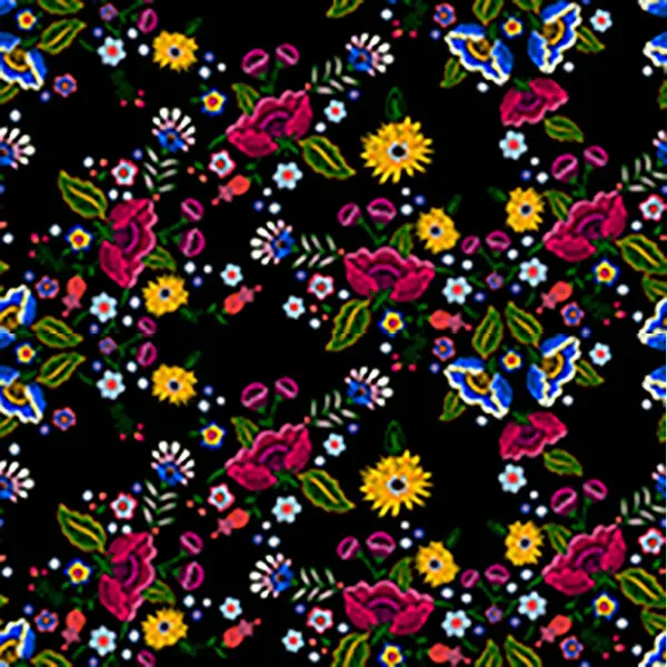 Çiçek Desenli Fon Perde Evm763 Kumaşı Kalındır Duck Bezi Değildir- Siyah-Yeşil-Beyaz