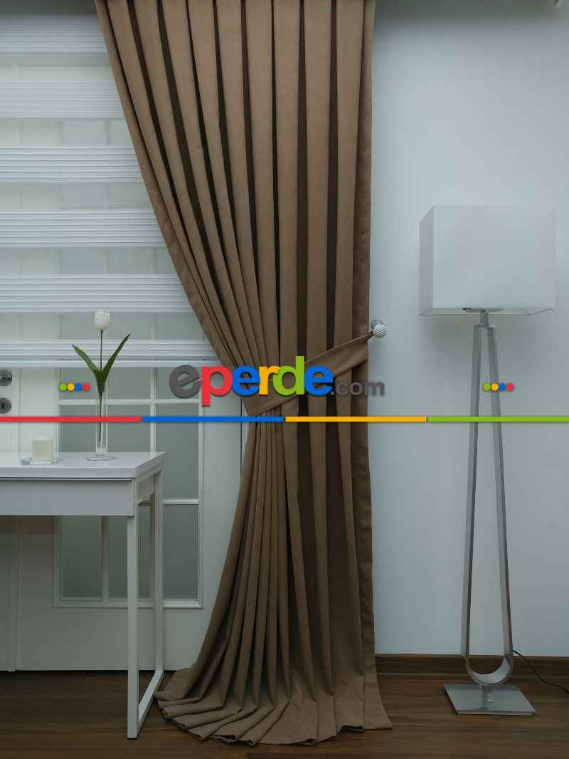 Genç Odası - Fon Perde - Kahve - Kahverengi 808