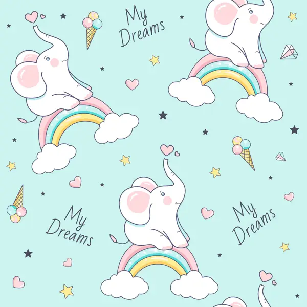 Bebek Odası Fon - Yavru Fil Desenli Fon Perde Evm808 Kumaşı Kalındır Duck Bezi Değildir-  Çok Renkli 2