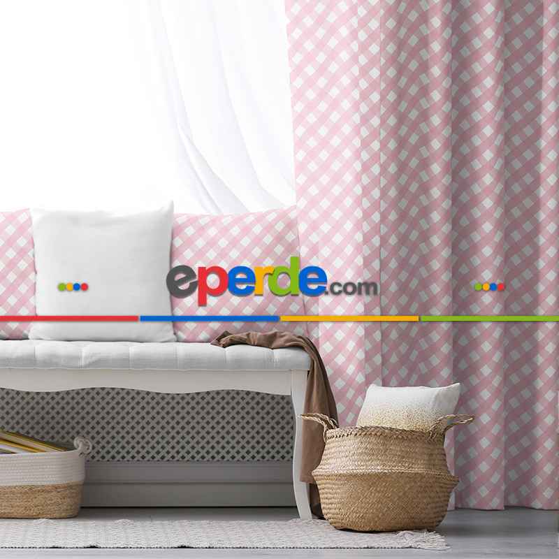 Çocuk Fon Perde Evim1616-11 Kumaşı Kalındır Duck Bezi Değildir- Mavi-beyaz