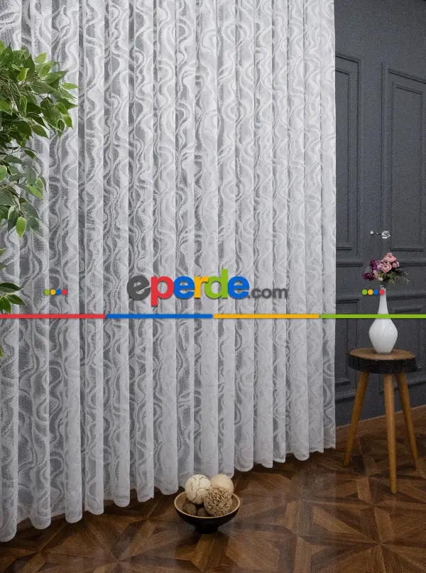 Fransız Dantel Tül Perde - Yüksek Kalite-fantazi-örme-ütü İstemez