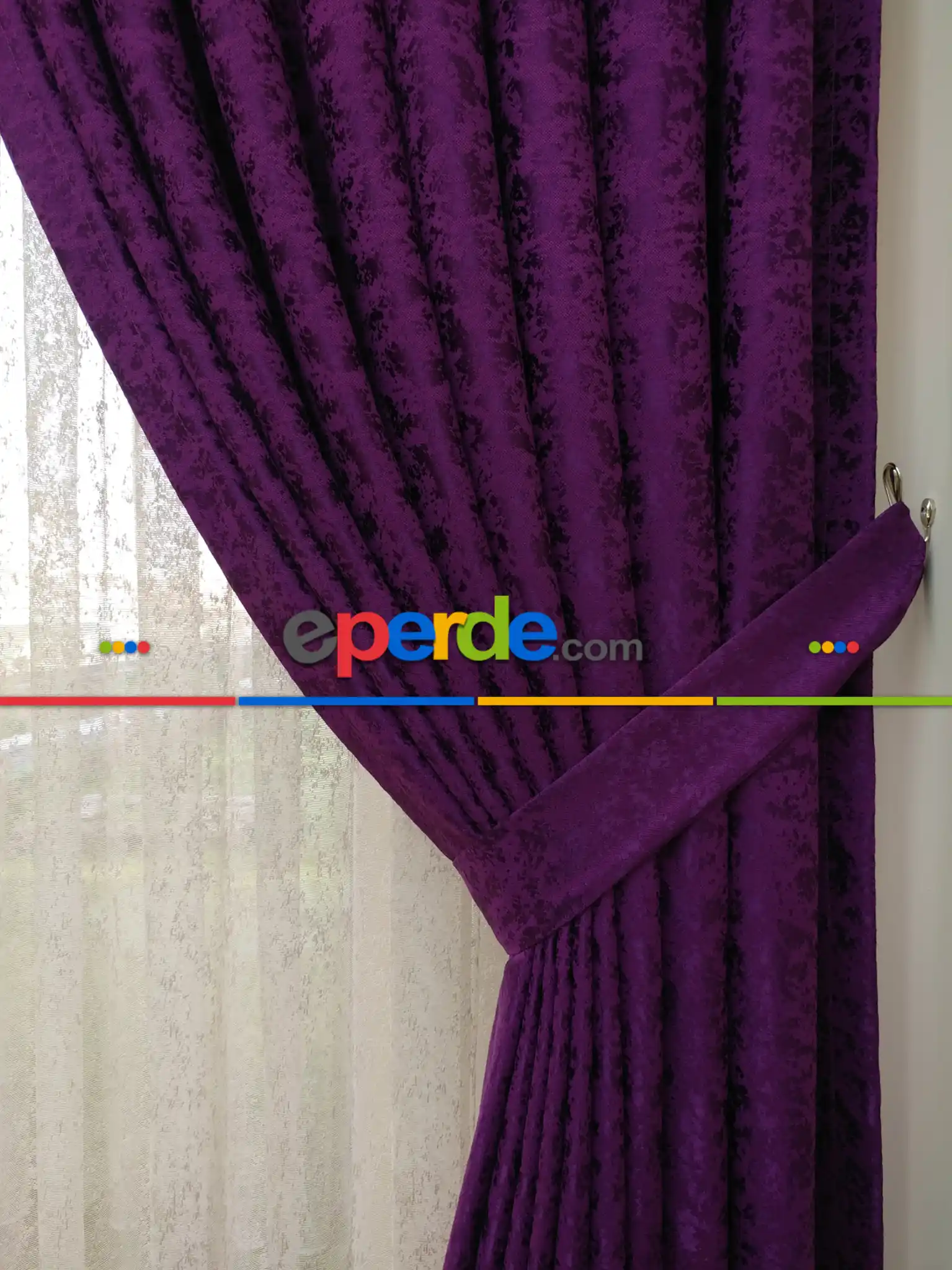 Eflatun Duz Jakar Fon Perde (150)- Eflatun