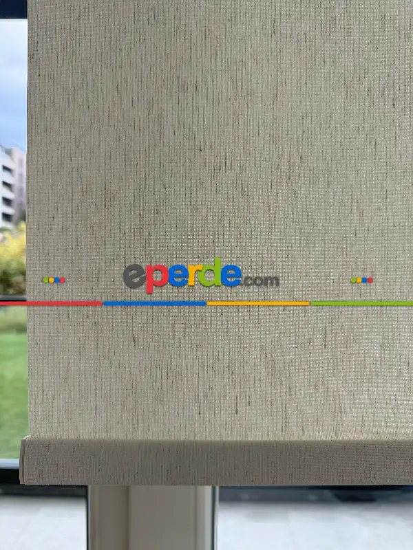 Salon Ekru Keten Stor Perde, Standart Metal Kasalı Yüksek Kalite Kornişe Kolay Montaj Seçenekli