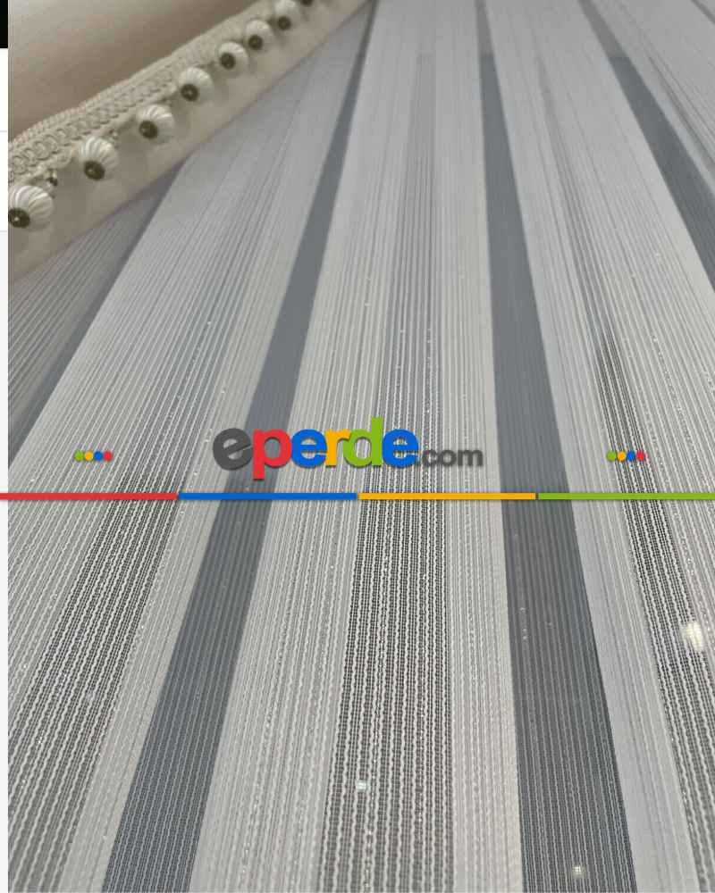 Simli Gümüş Ağır Gramajlı Dökümlü 1/3 Sık Pileli Ütü İstemeyen Tül Perde