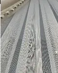 Simli Gümüş Ağır Gramajlı Dökümlü 1/3 Sık Pileli Ütü İstemeyen Tül Perde
