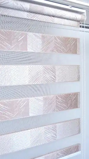Pudra Pembe Jakar Desenli Zebra Perde Lüx 4200-1- Pembe Pudra Pembe