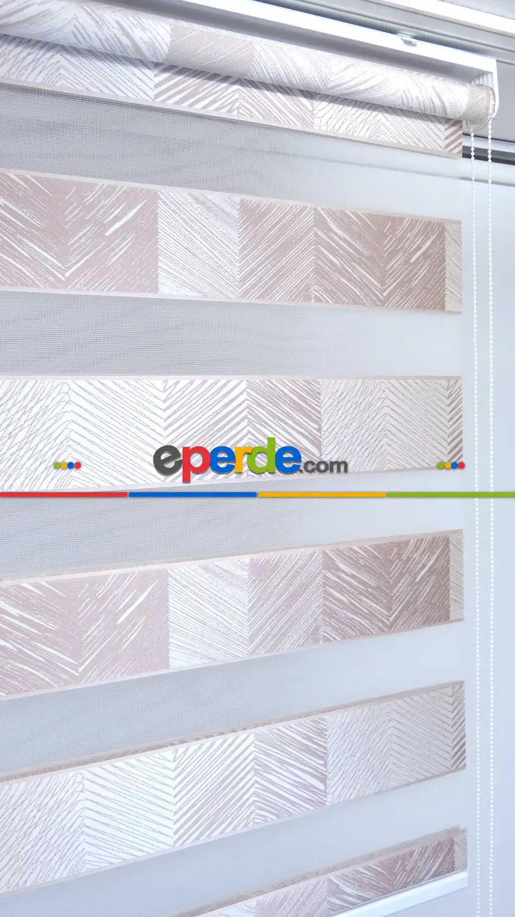 Pudra Pembe Jakar Desenli Zebra Perde Lüx 4200-1- Pembe Pudra Pembe