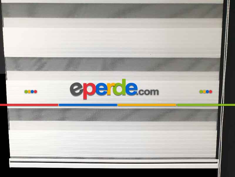 Brillant Beyaz/krem Boncuklu Boncuksuz Zebra Perde- Beyaz