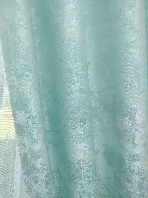 Patine Desenli Su Yeşil - Katyonik Jakar Fon Perde- Su Yeşili