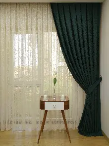 Koyu Yeşil Duz Jakar Fon Perde (150)- Yeşil Koyu Yeşil