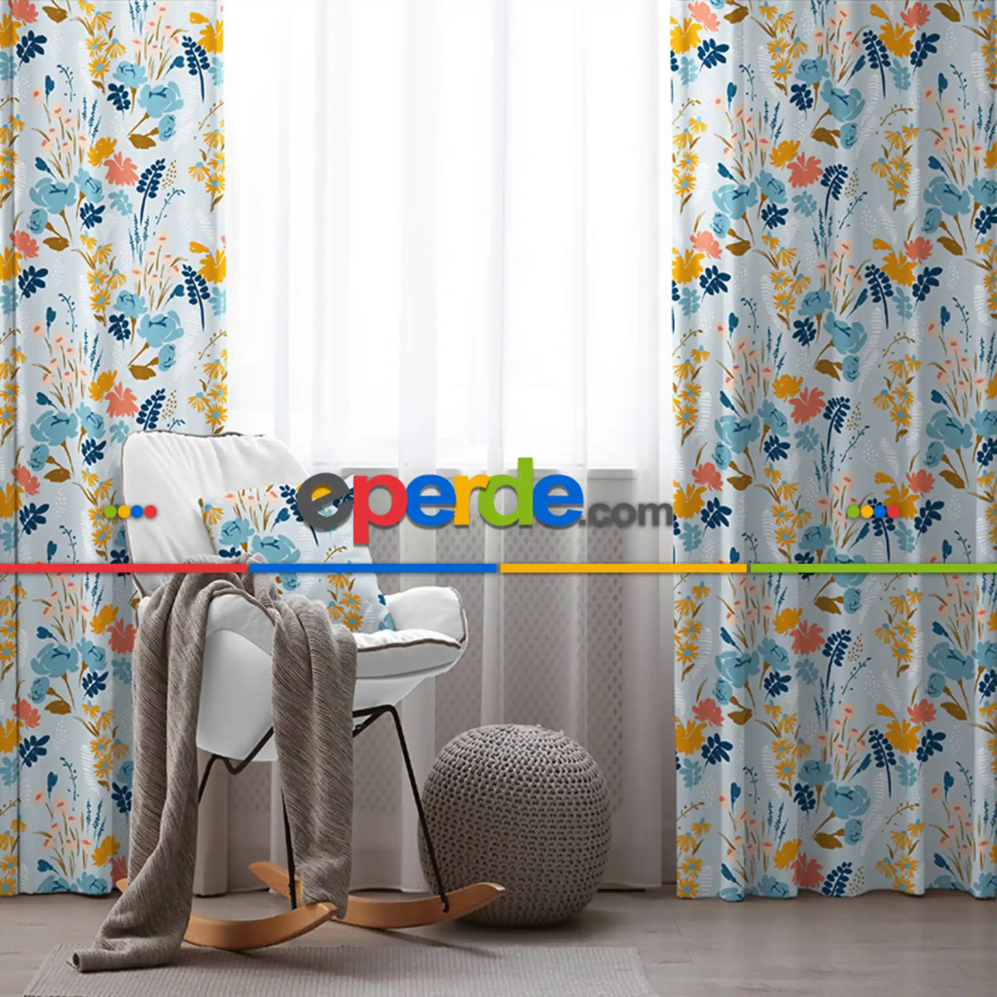 Çiçekli Fon Perde Evim2030-1 Kumaşı Kalındır Duck Bezi Değildir