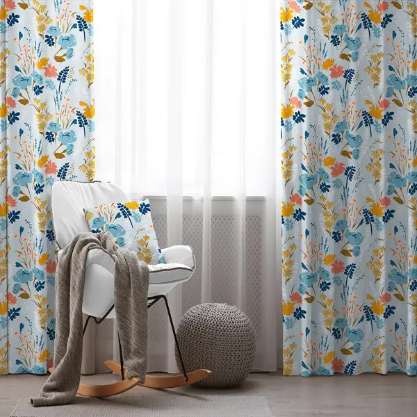Çiçekli Fon Perde Evim2030-1 Kumaşı Kalındır Duck Bezi Değildir