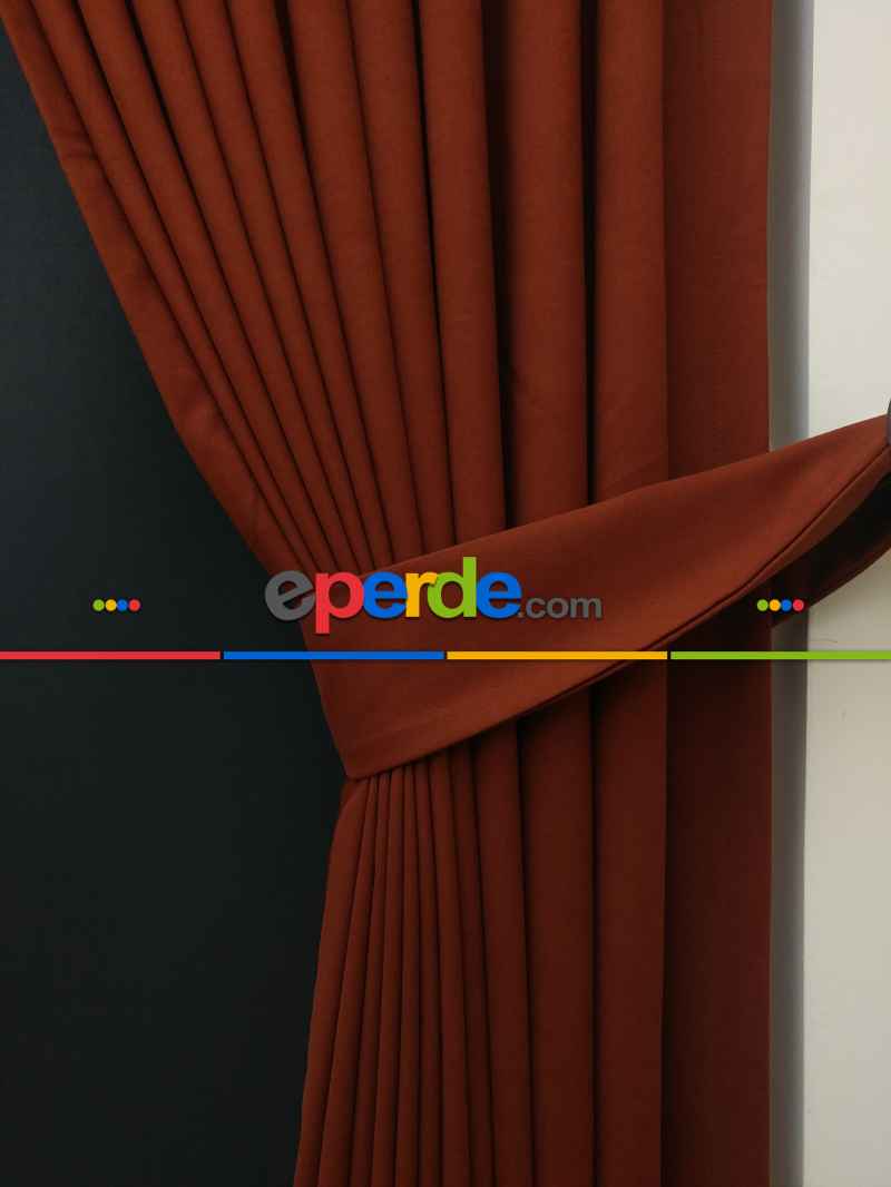 Düz Renk Dökümlü Fon Perde (150)- Tarçın