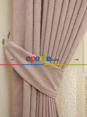 Pudra Pembesi- Düz Fon Perde ( Dökümlü Fon Perde)- Pudra