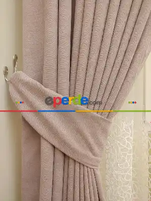 Pudra Pembesi- Düz Fon Perde ( Dökümlü Fon Perde)- Pudra