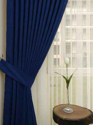 Salon Parlement Mavi Düz Sade Fon Perde Dökümlü (  Dökümlü Fon)- Saks Mavi