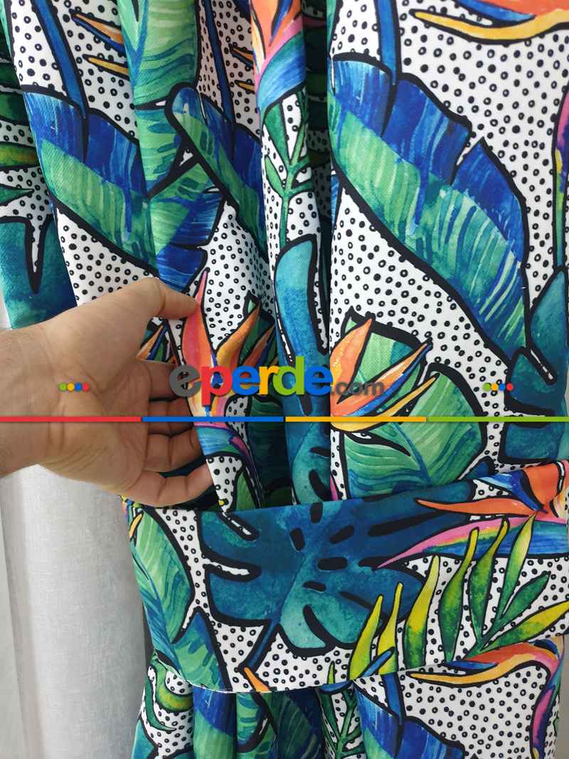 Mutfak Fon Perde Baskılı- Siyah