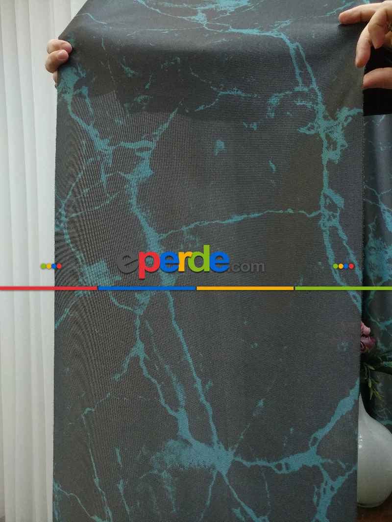 Lens Akıllı Dikey Tül Perde Mermer-21- Çok Renkli 2