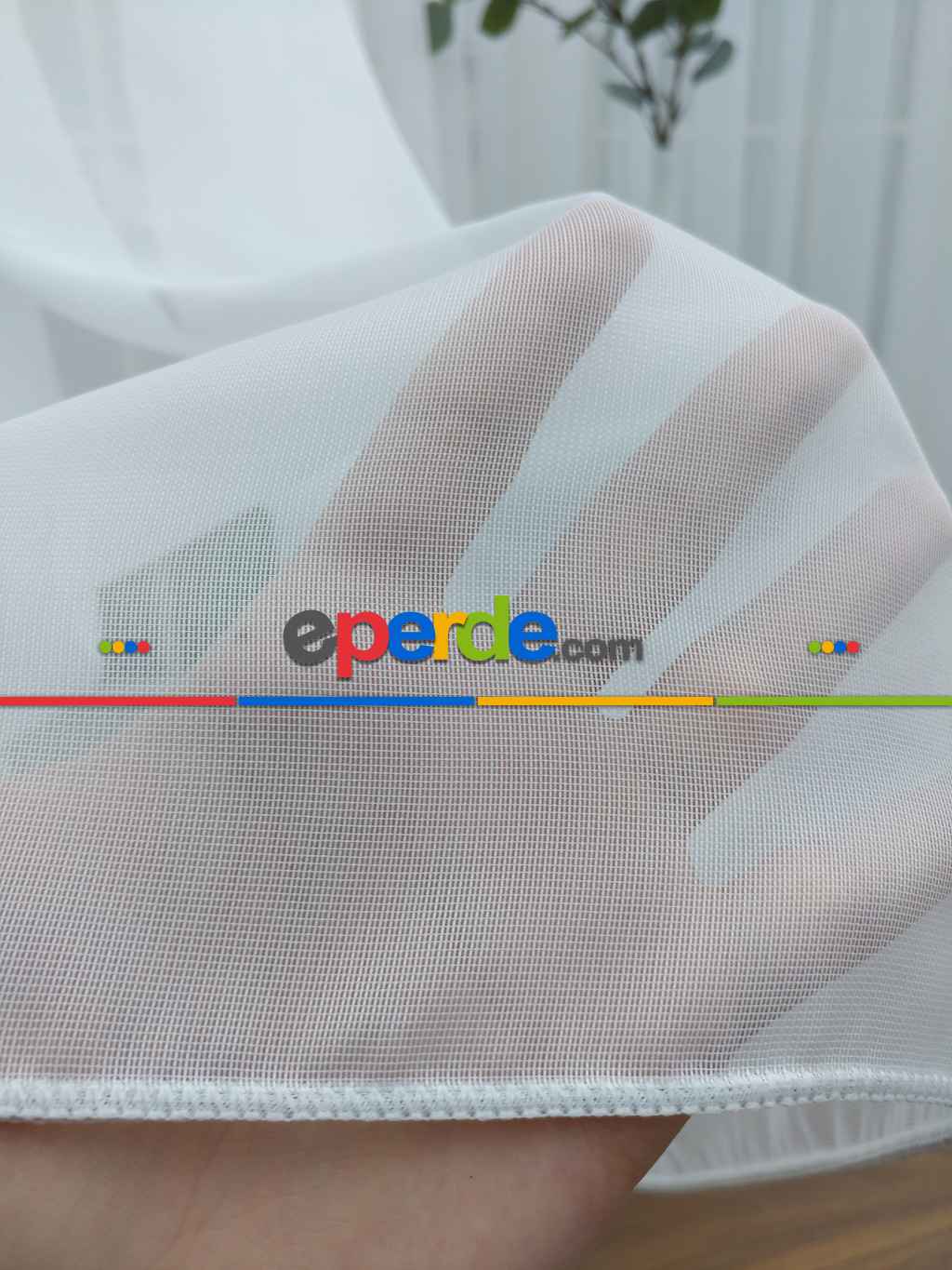 Perdeks Home Tül Perde 03 Lux Series- Ekru - Kurşunlu Tül