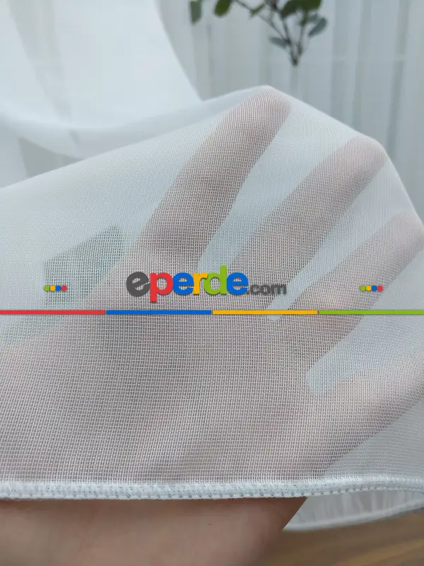 Perdeks Home Tül Perde 03 Lux Series- Ekru - Kurşunlu Tül