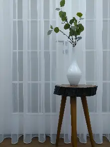 Mutfak - Pırıltı Zemin Tül Işıltılı Tül Simli Perde Beyaz Renk- Beyaz