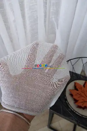 Hazır Ölçülü Outlet Naturel Keten Tül - Optik Beyaz -