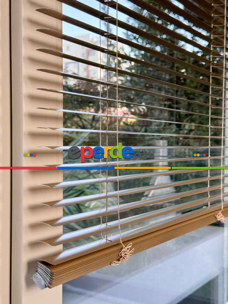 Mutfak Jaluzi - Metalik Altın Alüminyum Jaluzi Perde - 25mm