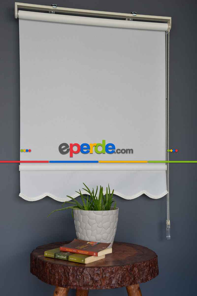 Yatak Odası - Halim Perdesan Yp-90 Ekru Renk Simli - Yaldızlı Polyester Stor Perde