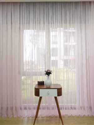 Toz Pembe Ekru Degrade Geçişli Düz Tül Perde- Pembe-pembe Açık-ekru - Kurşunlu Tül