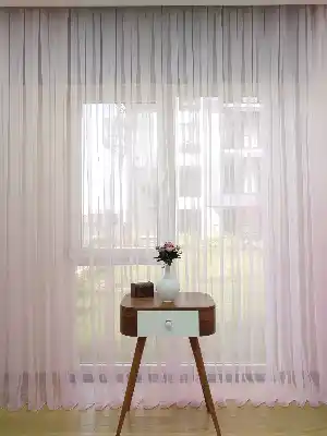 Toz Pembe Ekru Degrade Geçişli Düz Tül Perde- Pembe-pembe Açık-ekru - Kurşunlu Tül
