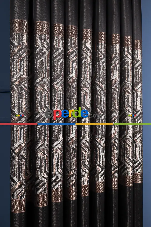 Yatak Odası - Lizbon Siyah-gold Pano Fon Perde