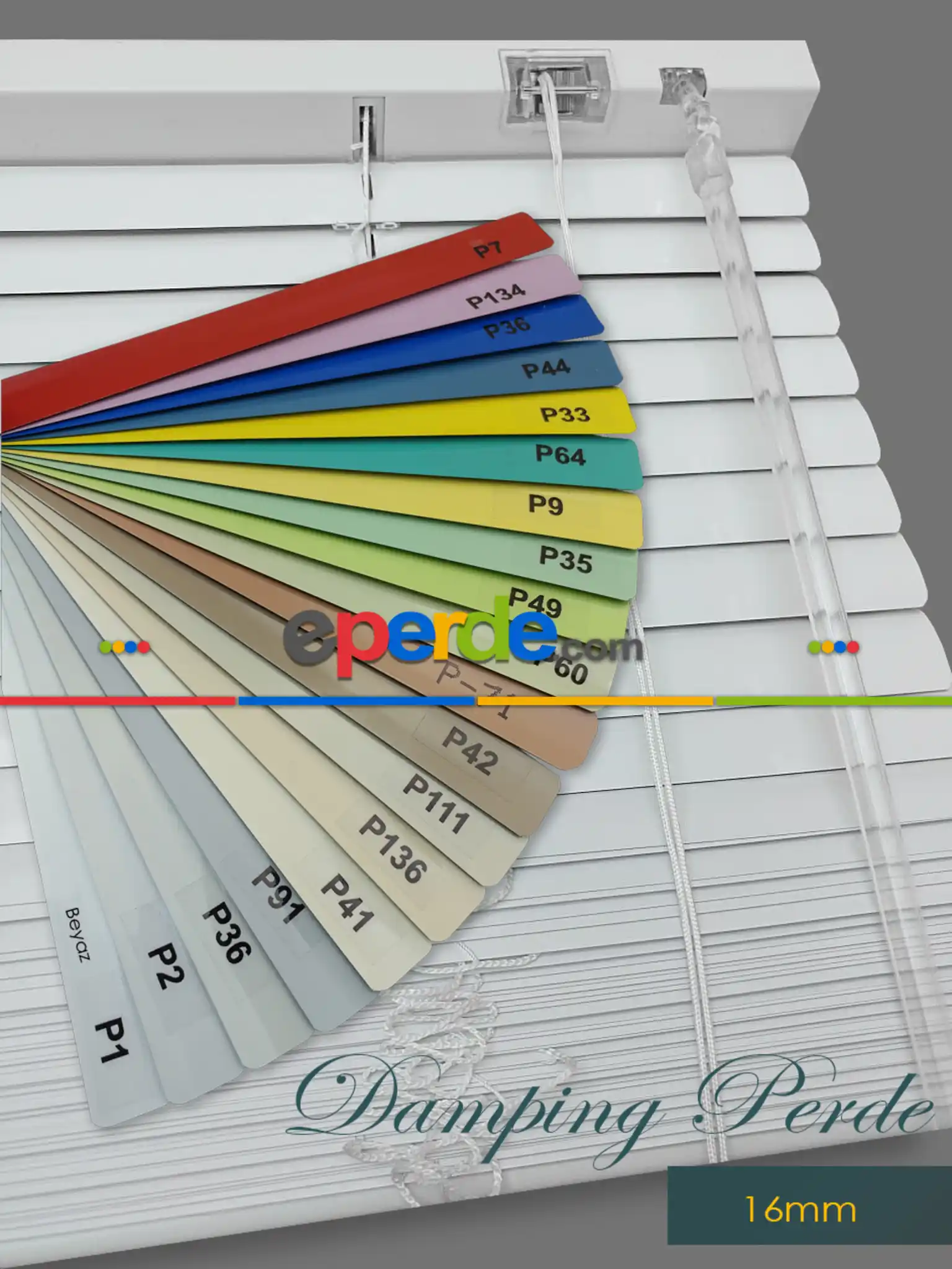 1. Kalite 19 Renk - Alüminyum Jaluzi Perde - 16mm Kalınlığında- Çok Renkli