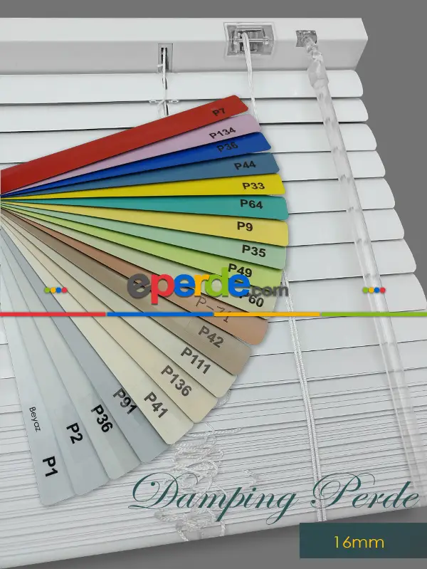 1. Kalite 19 Renk - Alüminyum Jaluzi Perde - 16mm Kalınlığında- Çok Renkli