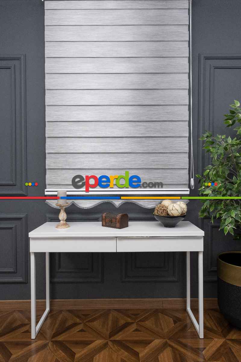 Gri Bambu Zebra Perde 100x200