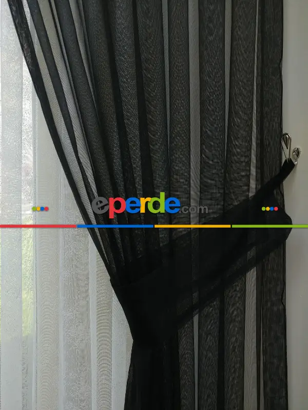 Armür Dokuma Düz Fon Perde- Siyah