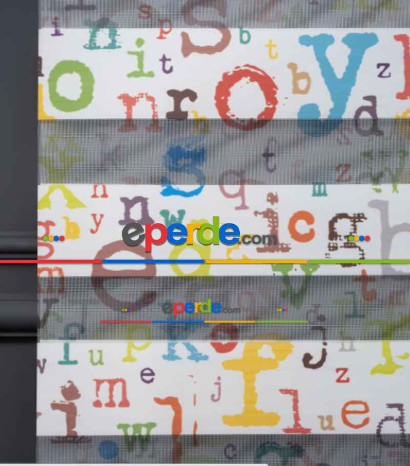 Harf Baskılı Zebra Perdeler