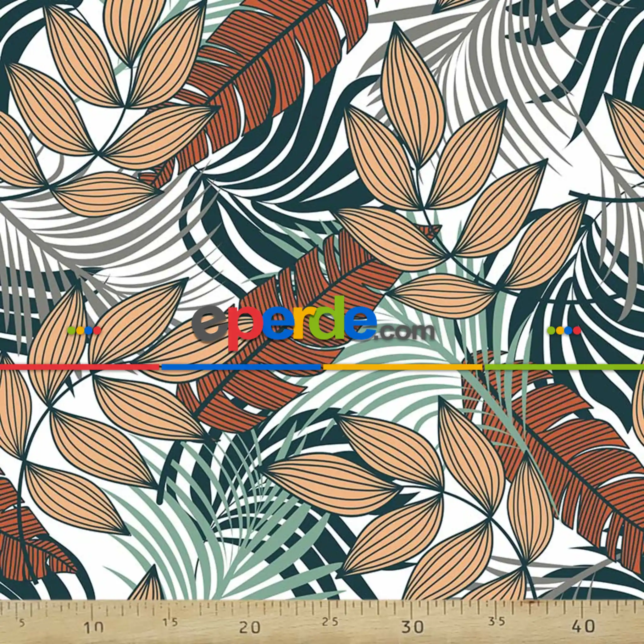 Kahverengi Yaprak Desenli Fon Perde Evm635 Kumaşı Kalındır Duck Bezi Değildir- Siyah-Gri-Füme-Antrasit-Kahverengi-Beyaz