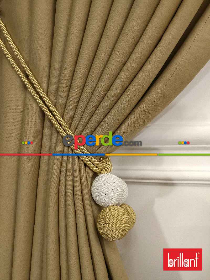 %95 Brillant Karartma Blackout Hardal Bej Renk Fon Perde- Bej-açık Vizon-hardal