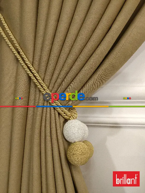 Yatak Odası - Brillant Karartma Blackout Hardal Bej Renk Fon Perde- Bej-açık Vizon-hardal