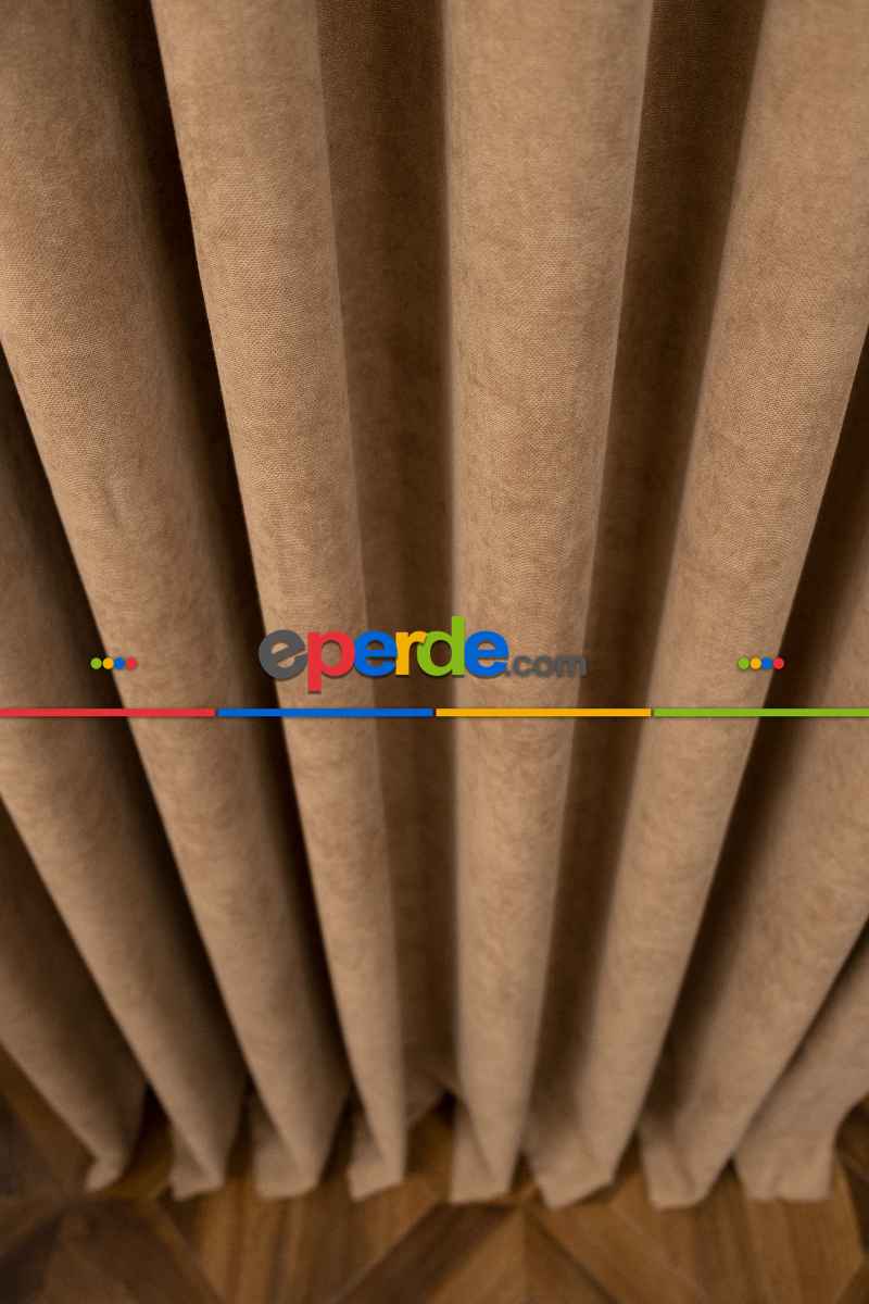 Kakao Rengi Düz Fon Perde En Dökümlü Fon Perde