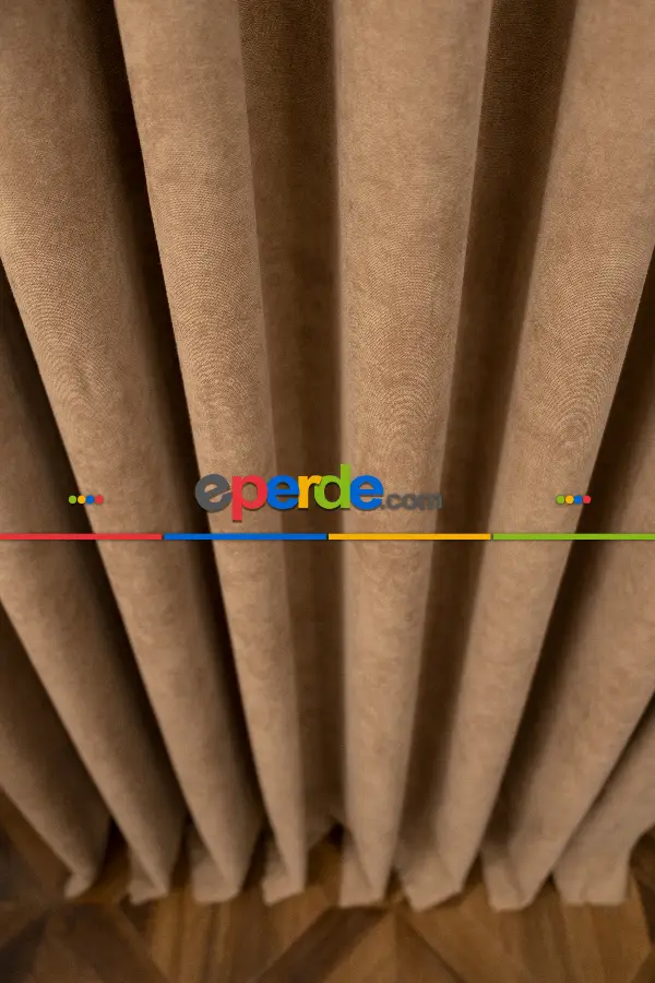 Salon - Kakao Rengi Düz Fon Perde En  Dökümlü Fon Perde