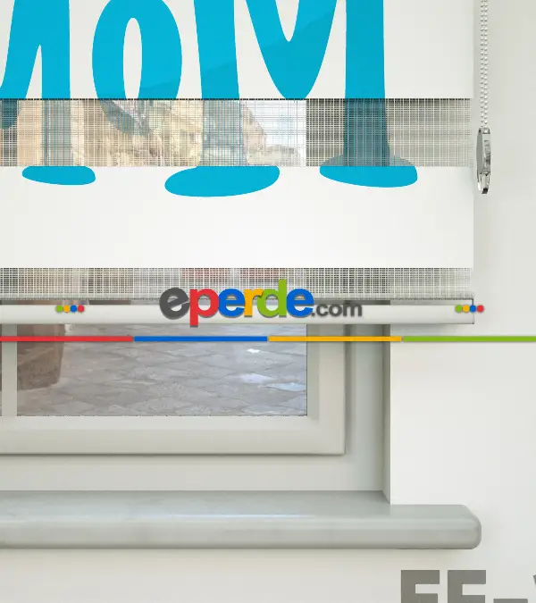 Sevimli Ayıcık Desenli Özel Baskılı Zebra Perde- Çok Renkli