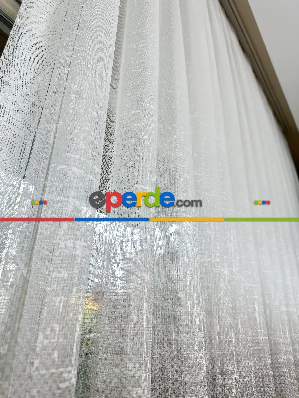 Salon - Kahverengi Degrade Geçişli Tül Perde, Fransız Örme Tül