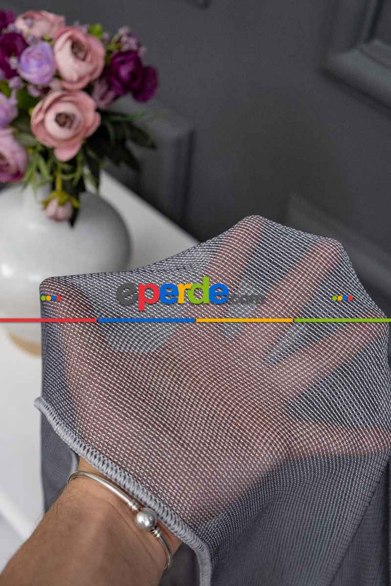 Antrasit Renkli Kedi Tırmalamalarına Dayanaklı Tül Perde