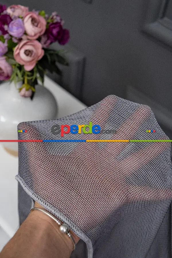 Yatak Odası - Antrasit Renkli Kedi Tırmalamalarına Dayanaklı Tül Perde