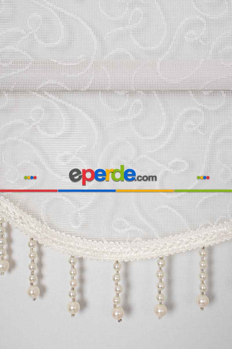 Brillant - Yeni Sezon Spor Model Stor Perde - Çiftli Sistem Tül Ve Stor Perde - Ekru Renk