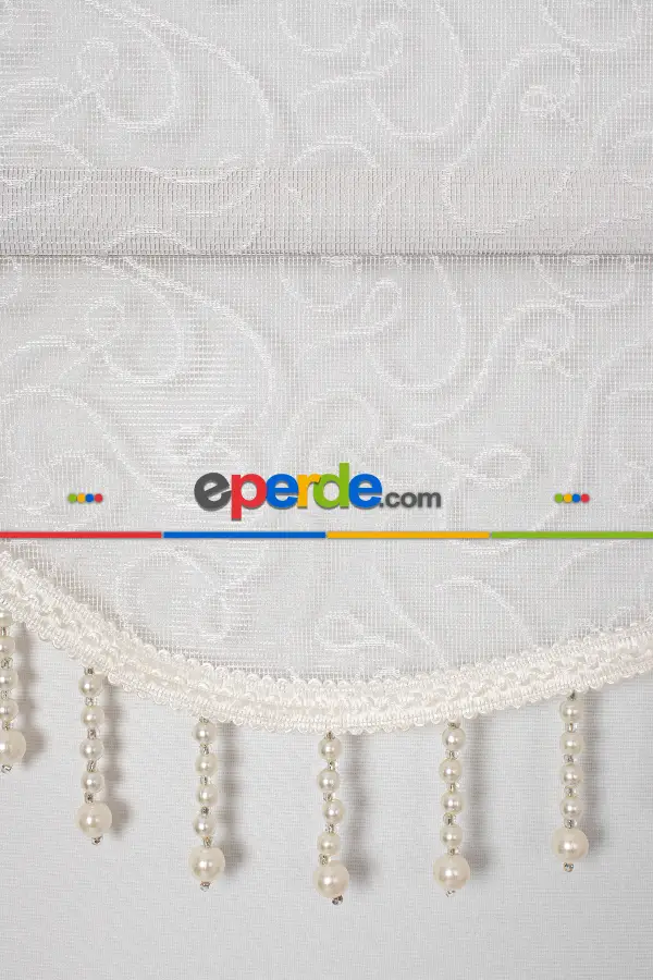 Brillant - Yeni Sezon Spor Model Stor Perde - Çiftli Sistem Tül Ve Stor Perde - Ekru Renk