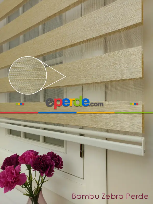Sütlü Kahve Düz Bambu Zebra Perde- Sütlü Kahve